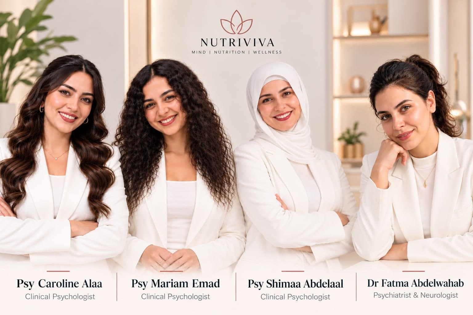 فريق الصحة النفسية: كارولين علاء، مريم عماد، شيماء عبدالعال (أخصائيات نفسيات إكلينيكيات)، ود. فاطمة عبدالوهاب (طب نفسي ومخ وأعصاب)